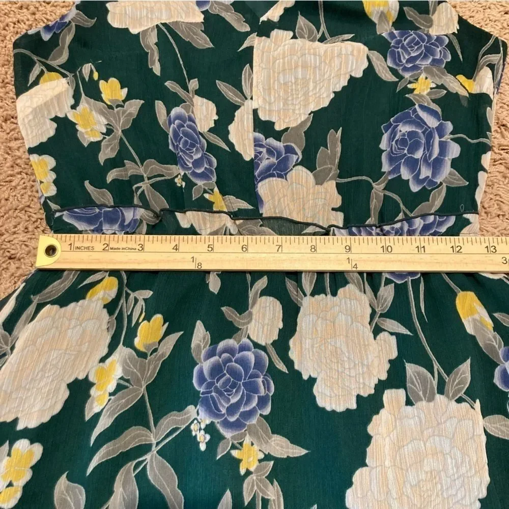 Merona Maxi Dress Womens XS Hunter Green Floral Sleeveless Dress Dark Green - Picture 8 of 10